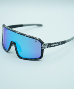 FLY Nero gocce argento, lente blue specchiata e logo specchiato